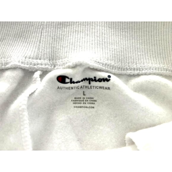 NWT CHAMPION Sweatpants Girls Size Large White Fleece Pink Blue Cuffs Cozy - Picture 5 of 6